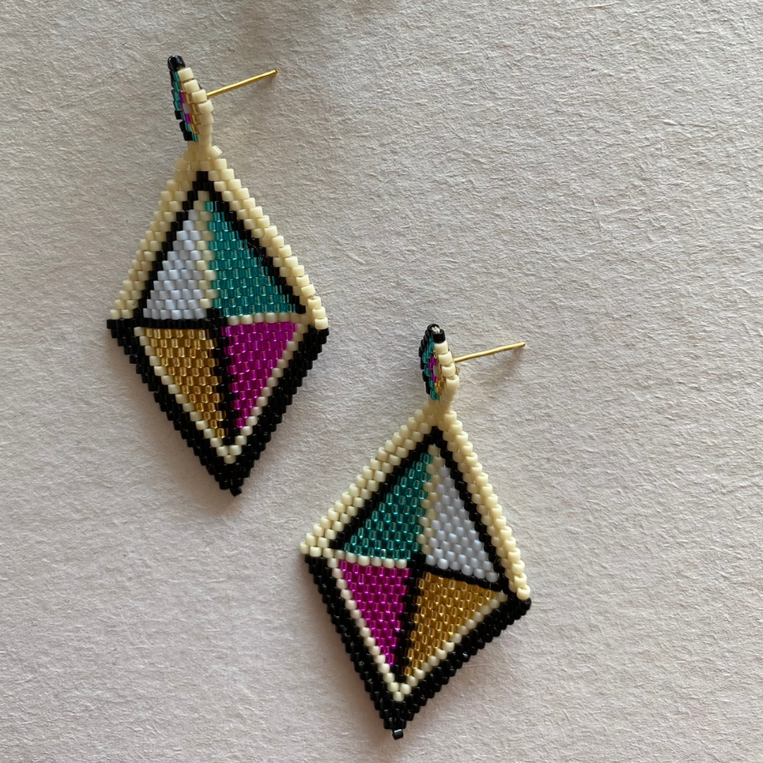 Handmade Miyuki  Rhombus Earrings