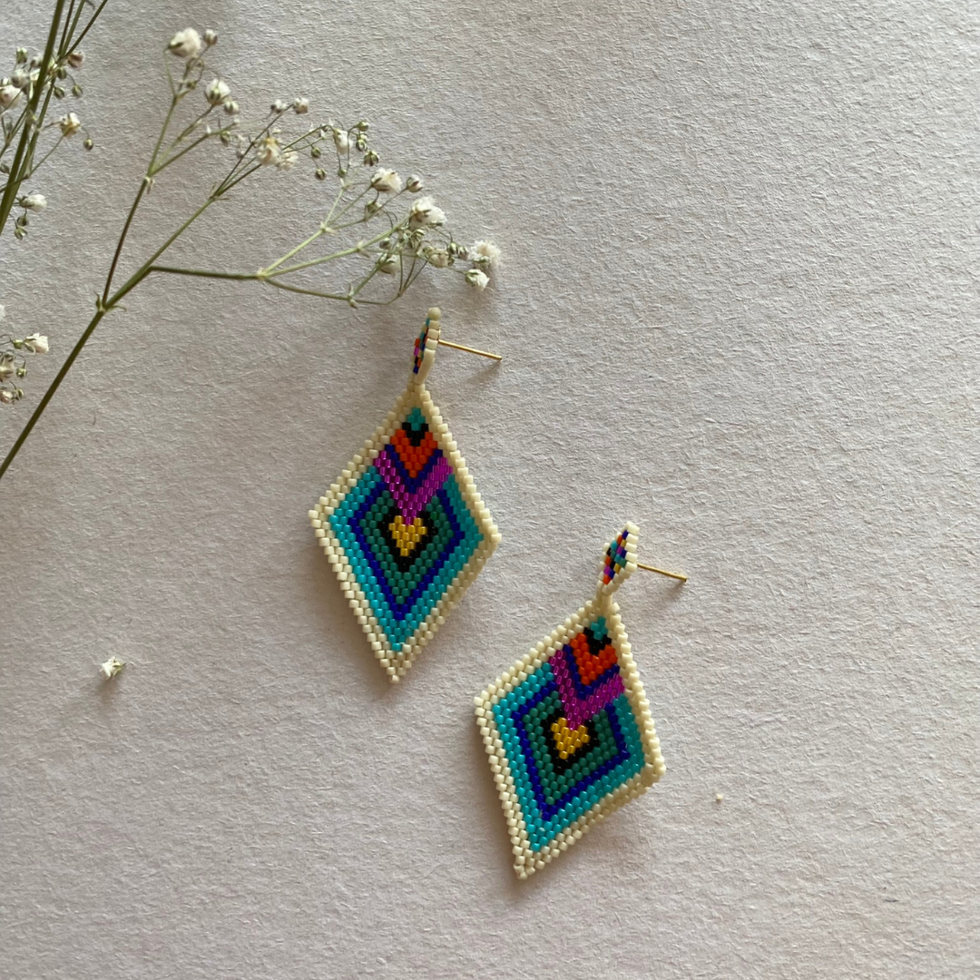 Handmade Miyuki  Rhombus Earrings