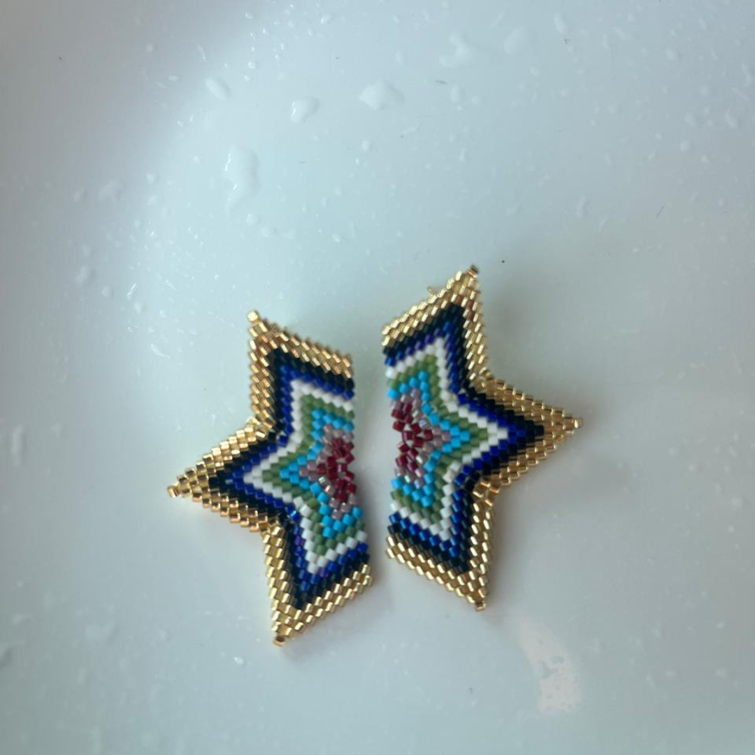 Handmade beaded Miyuki Stars Earrings