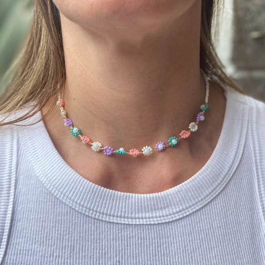 Beaded Flower Choker