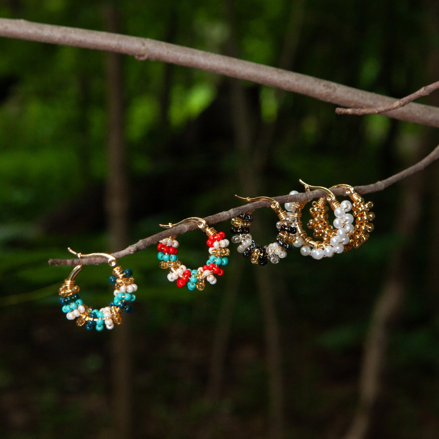 Handmade Beads Mini Hoops Earrings