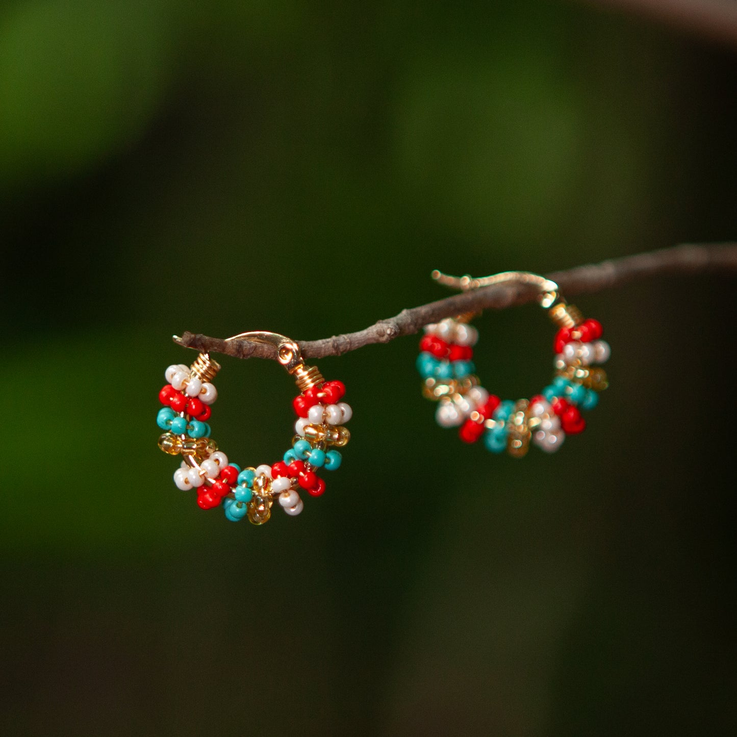 Handmade Beads Mini Hoops Earrings