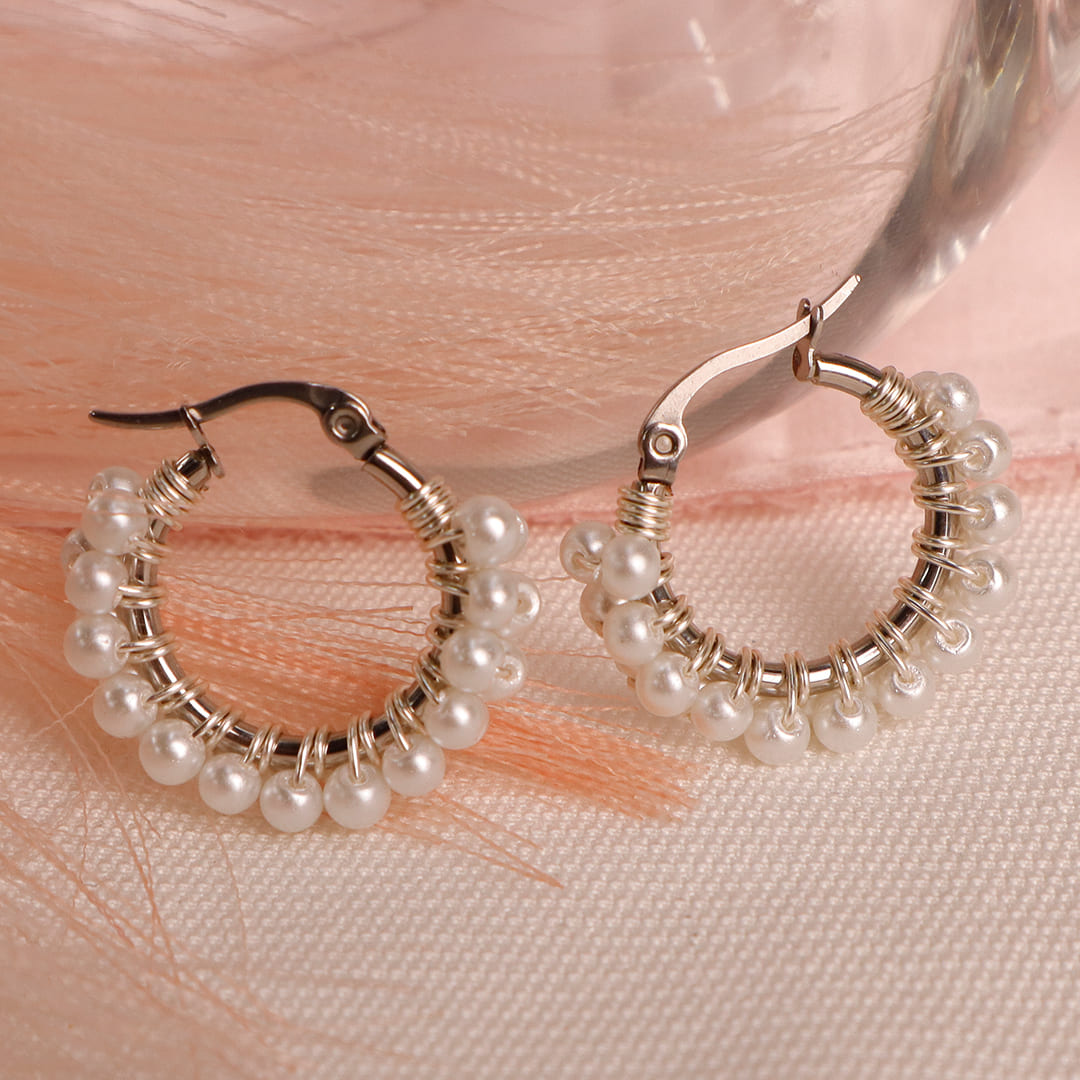 Handmade Beads Mini Hoops Earrings