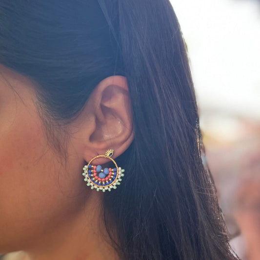 Handmade beaded round earrings