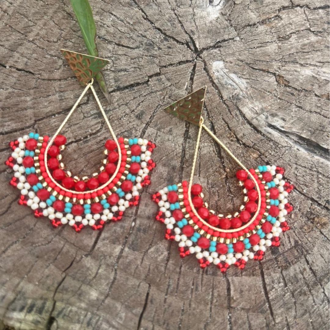 Handmade Beads Bigfan Earrings